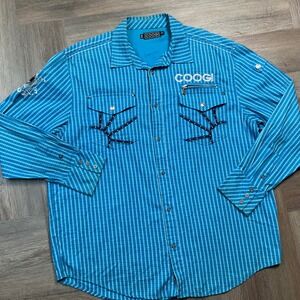 Vintage Coogi Australia Shirt Mens XXL Blue Plaid Button Down‎ Embellished Y2K